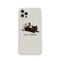 Charming Coffee Cat Couple Phone Case - Adorable Lovers Cover - iPhone 7 8 or SE (Style 1)