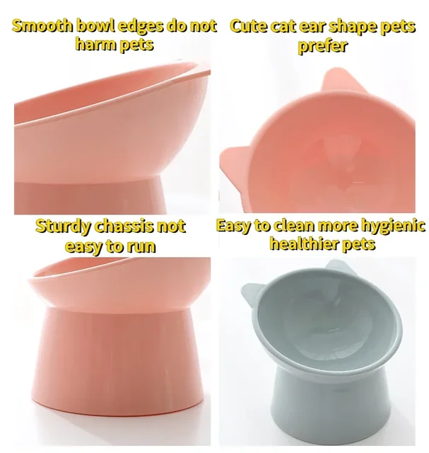 Cat Bowl High Foot Dog Bowl Neck Protector Cat Pet Food Water Bowls Anti-tip Binaural Pets Feeding Cat Accessorie Dessert Bowls 6