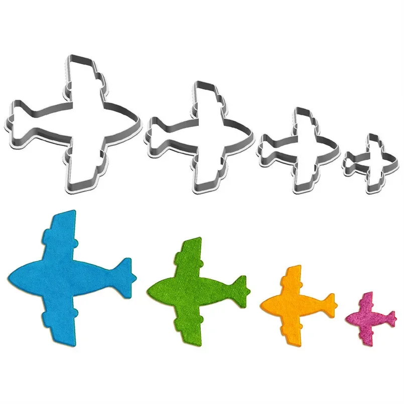Cartoon Fight Passenger Aircraft Anchor Helicopter Supersonic Plane Plastics Mould Cake Fondant Tool Cookie Sushi Fruit Cutters
