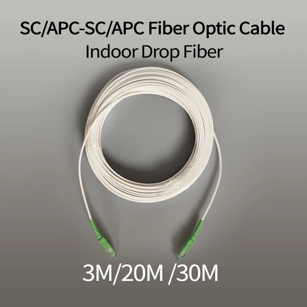 Fiber Optic Cable SC/APC to SC/APC Drop Fiber Single-mode Indoor Extension Cable Simplex Converter Patch Cord 3M/20M/30M fiber optic cable