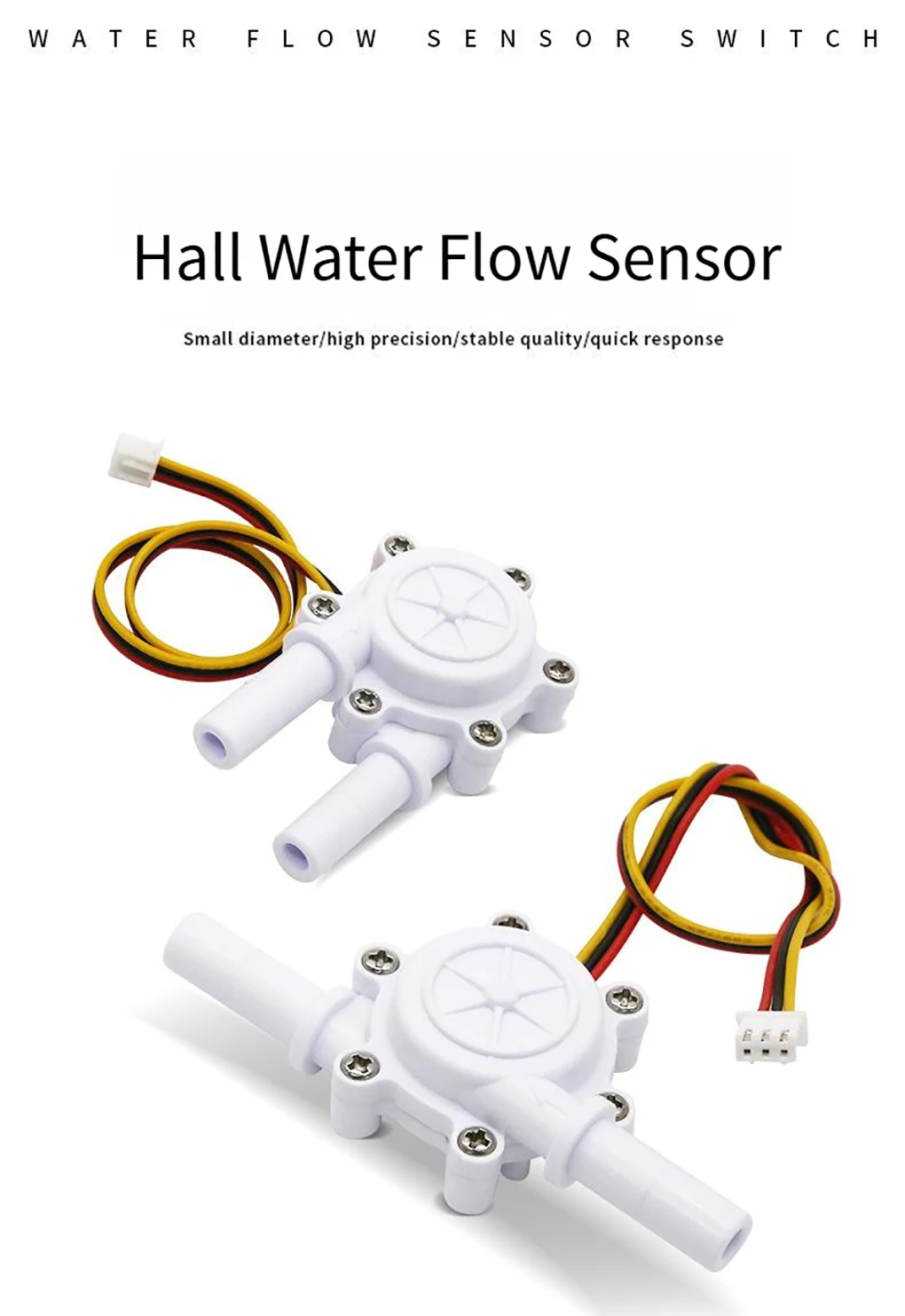 1/4" Quick Connect Water Flow Sensor Switch 3/8" Micro Hall Flowmeter Flow Count