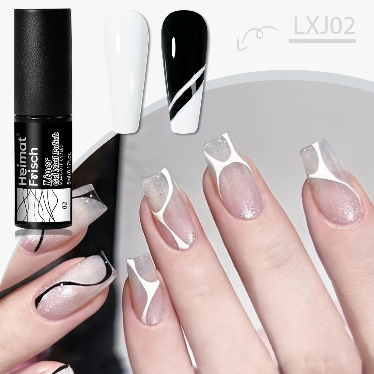 5ml Luxe Gel Nail Polish for Line Art & 3D Chrome Designs