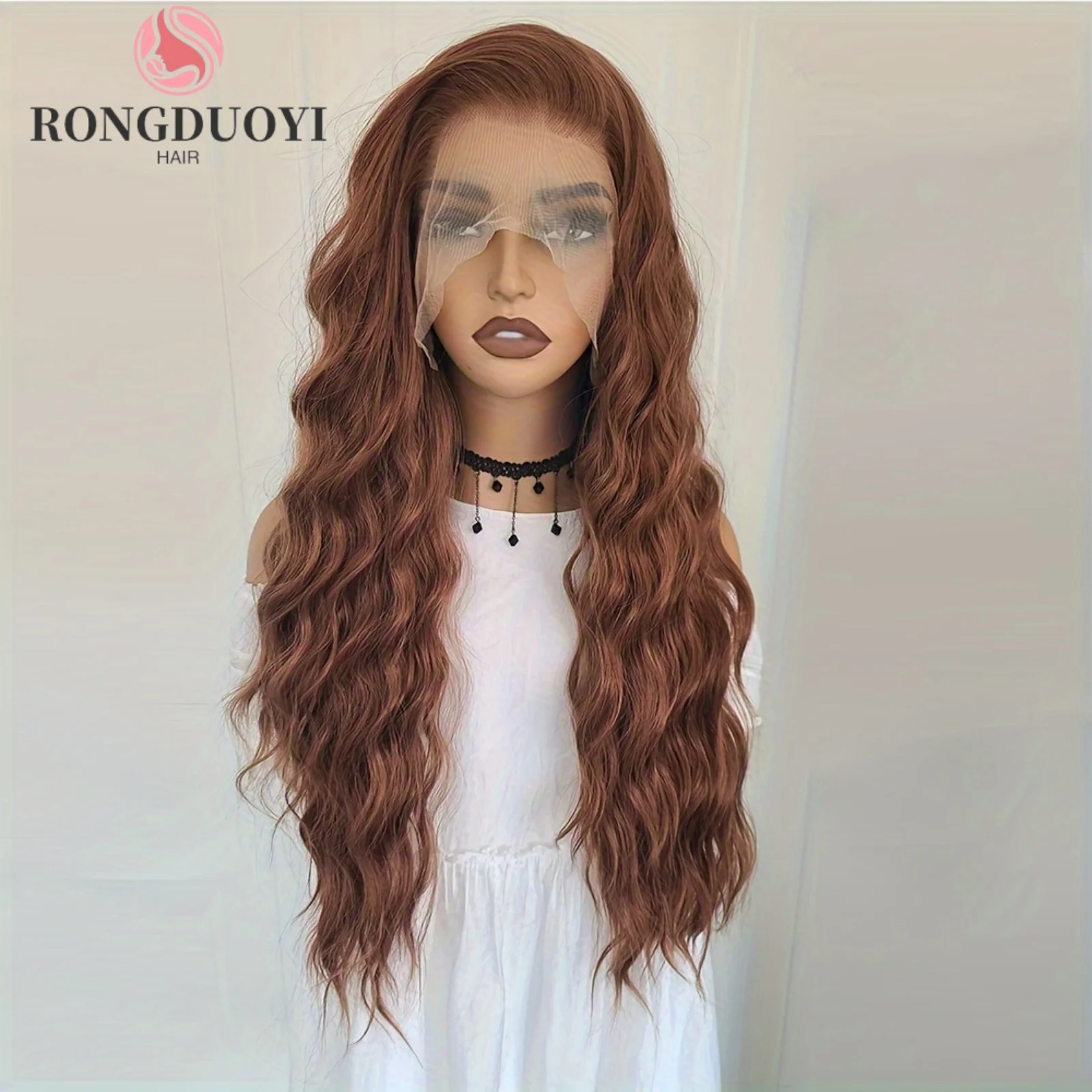 Chocolate Brown Wig Deep Curly Synthetic Lace Front Wig Long Natural Wavy Colored Hair 13X4 Lace Frontal Wigs for Women Party