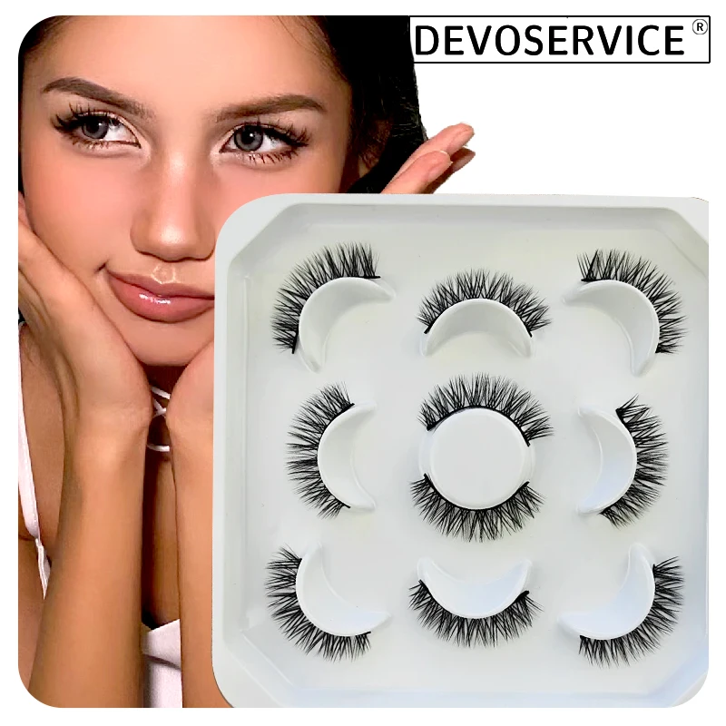 

DEVOSERVICE 100% Handmade 3D Mink Lashes Soft Natural False Eyelashes Makeup 5 Pairs Dramatic Long Eye Lashes Eyelash Extension