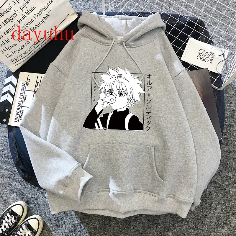 thumbnail image 1 of Hunter X Hunter Killua Zoldyck-Sudadera con capucha de los 90 para hombre, ropa de calle Unisex con estampado de ojo de Diablo, Anime, Hisoka Kawaii, Manga, 1 of 5