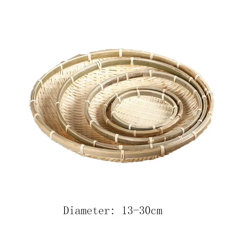 Woven Bamboo Tray Basket Wicker Bread Basket Handmade Bamboo Woven Basket Tray 6