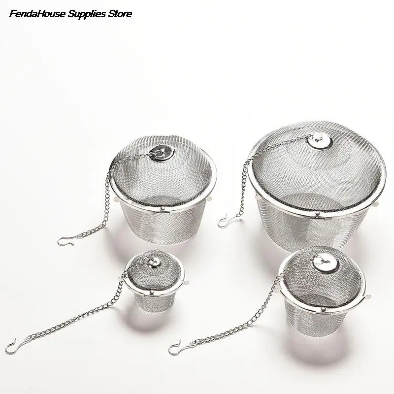 Description Picture 5 of item45/65/85/110mm Silver Reusable Stainless Mesh Herbal Ball Tea Spice Strainer Teakettle Locking Tea Filter Infuser Spic