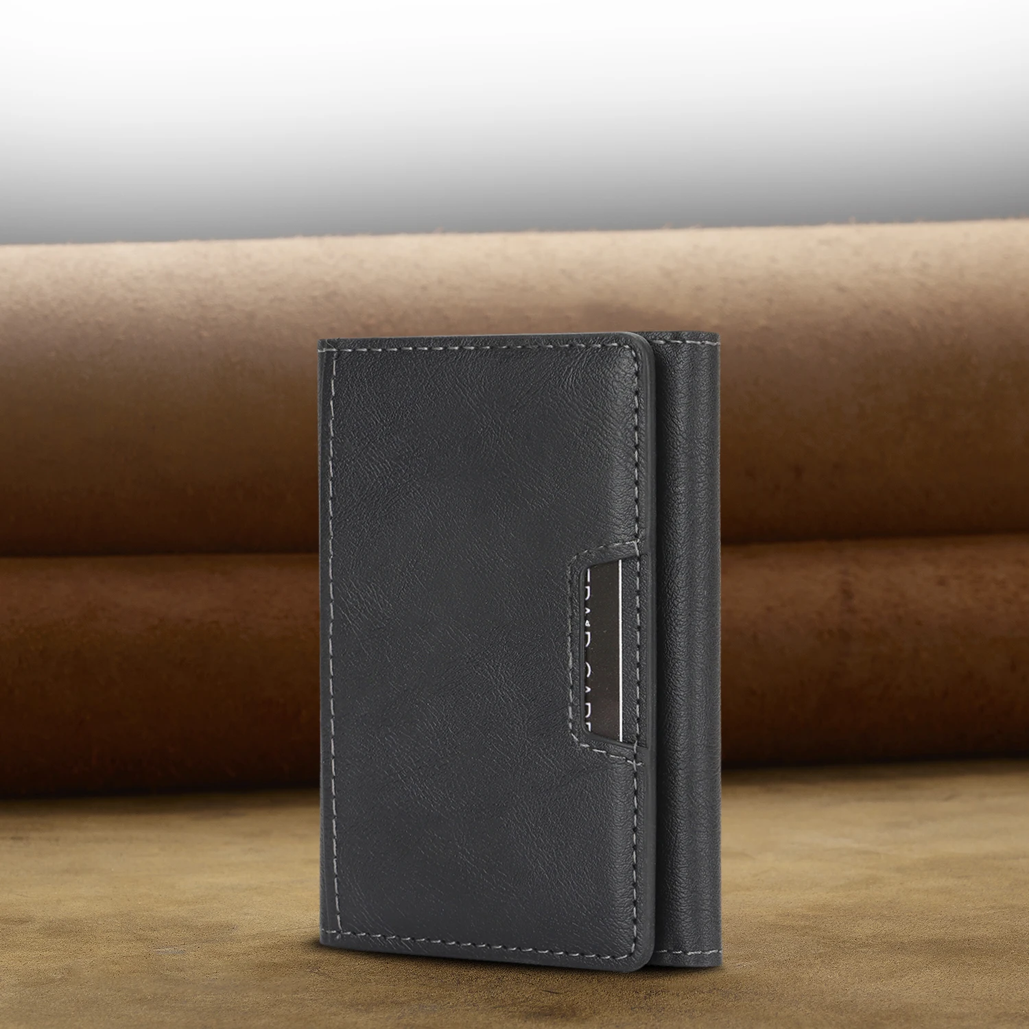 Luxury High-End Leather Foldable Mini Wallet with Strong Magnetic Closure