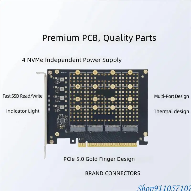 온도 관리 및 전용 전원을 갖춘 203B 4레인 M.2 스토리지 PCIe X16 확장