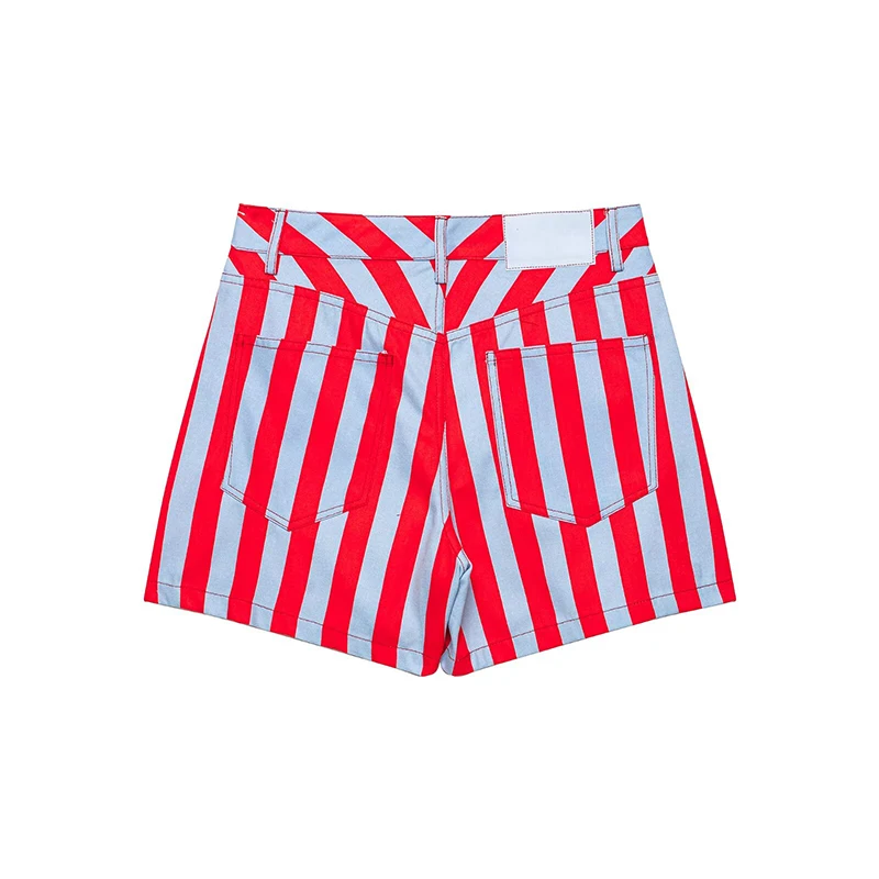 Women's Shorts Fashion Striped Casual Shorts Summer Women High Waist Shorts - 2
