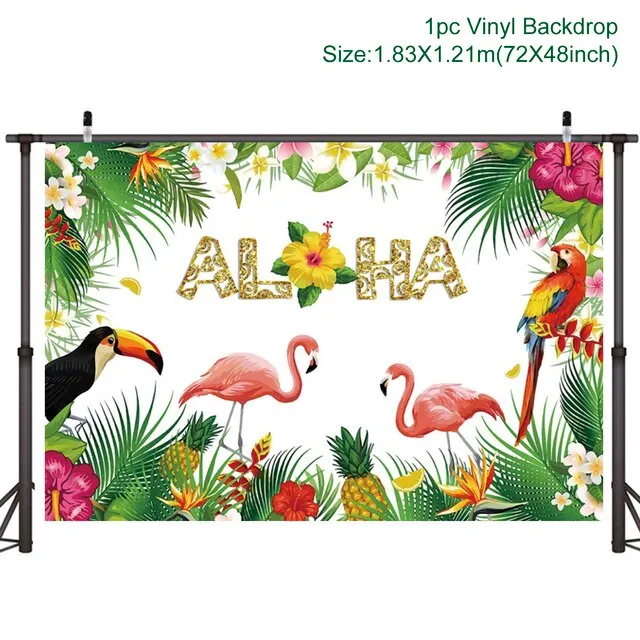 Tropical Hawaiian Party Decoration Hawaii Party Supplies Flamingo Decor Luau Wedding Birthday Party Accessories Aloha photo booth props printable Events & Parties