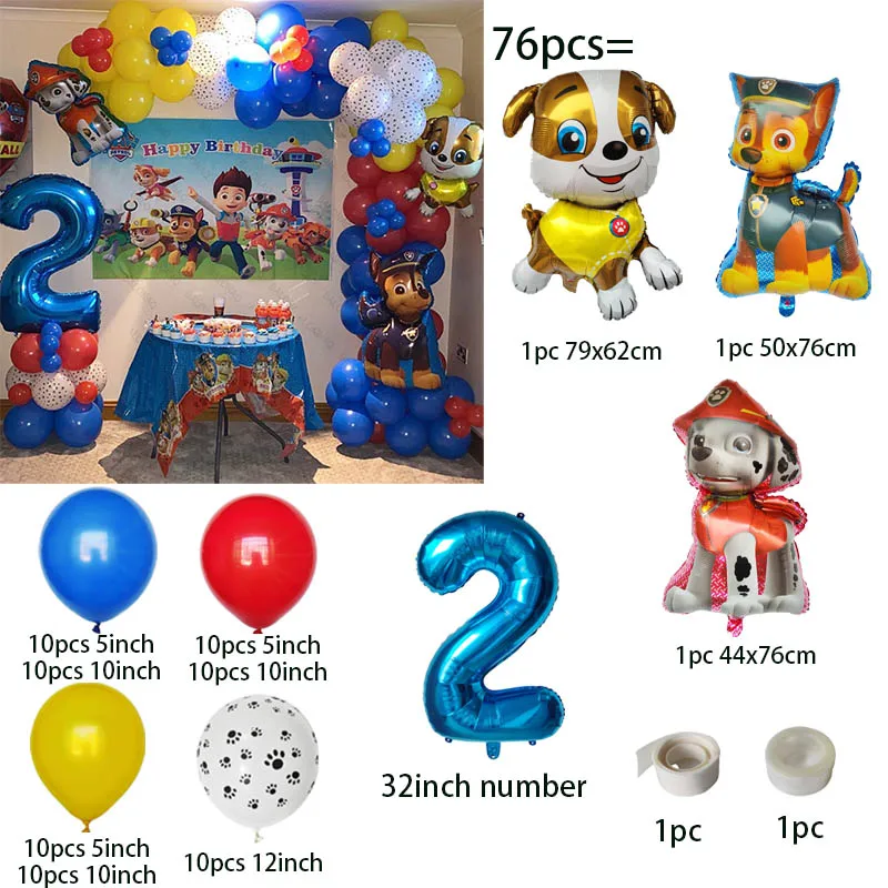76-teiliges PAW Patrol Ballons Bogen-Girlanden-Set Latex-Ballons Zahlenballons PAW Patrol Geburtstag Babyparty Dekoration Geschenk – Detail 3