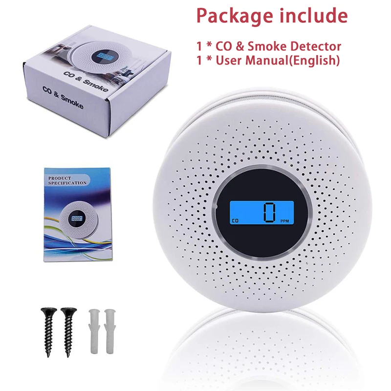 Independent Smoke Fire Sensor Carbon Monoxide CO Detector Home Security Alarm Firefighters Non-Hard Wire Easy to Install