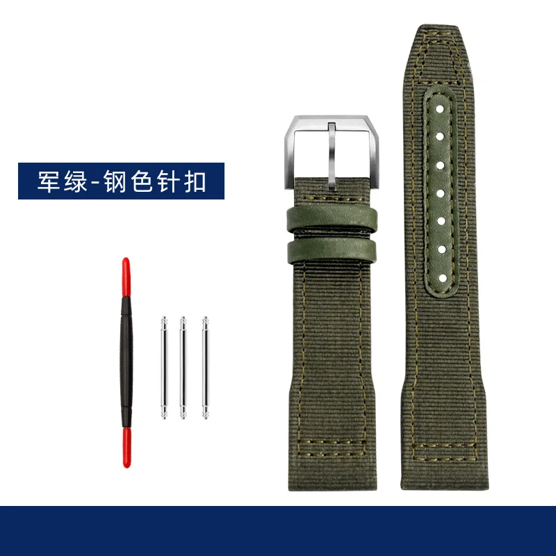 thumbnail image 1 of Pulsera azul y verde de alta calidad para reloj IWC de piel auténtica de nailon Big Pilot Little Prince Mark 18, correa de reloj de 20, 21 y 22 mm, 1 of 5