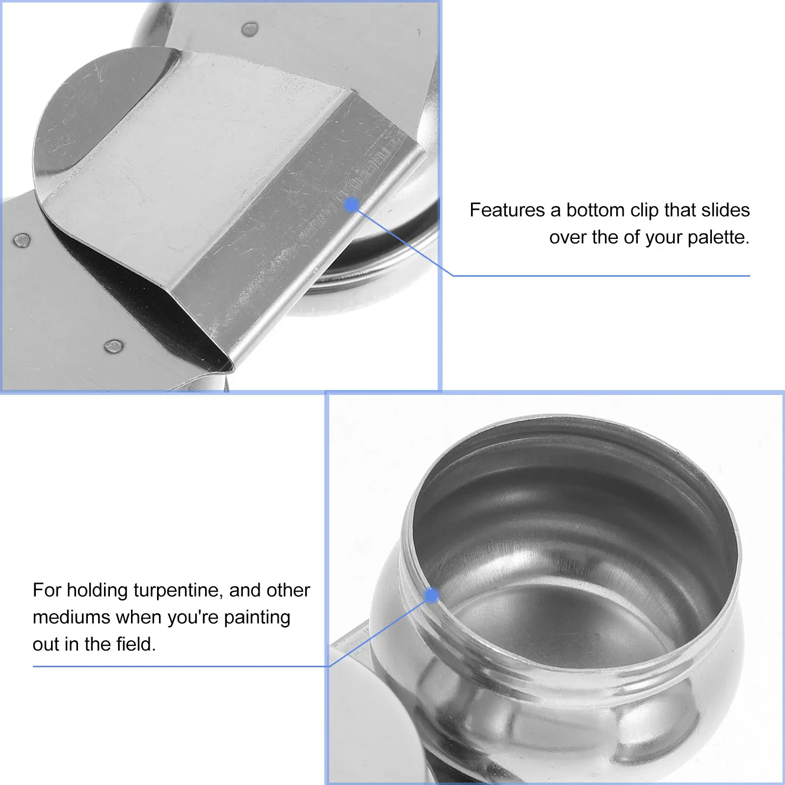 스테인레스 스틸 페인팅 브러시 세척기 뚜껑 바닥 클립 디자인 팔레트용 간편 세척 재사용 가능 아트 용품