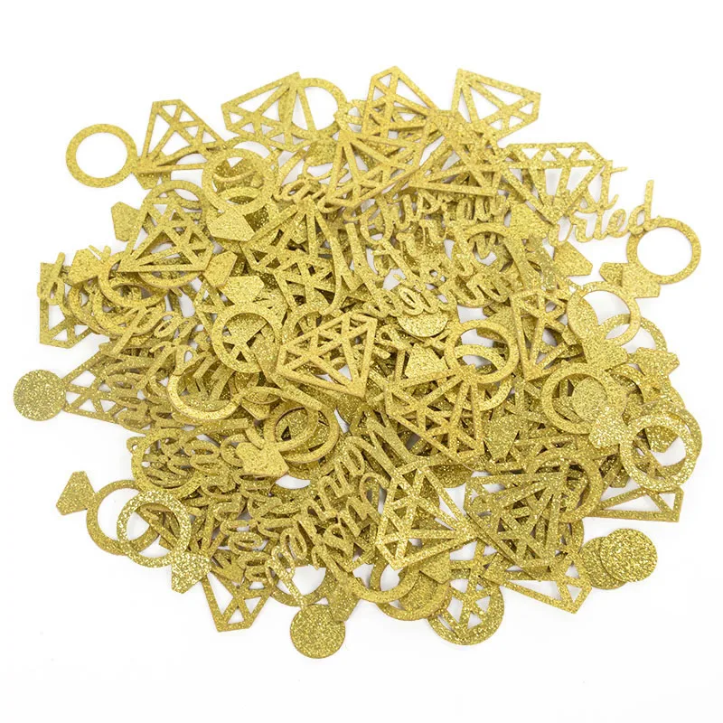 

100Pcs Golden Just Married Glitter Confetti Bride To Be Bachelor Party Confetti Engagement Wedding Party Decorations Supplies