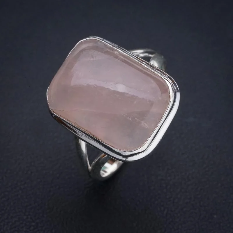 

StarGems Природный розовый кварц ручной работы 925 пробы Серебряное кольцо 9,5 E9320