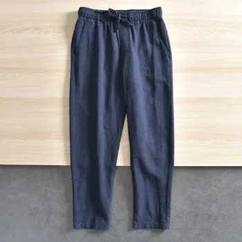 الرجال القطن الكتان سراويل تقليدية فضفاض الشارع الشهير الرجال ركض بنطال رياضي بلون طويل مستقيم السراويل العصرية للرجال - Image 5