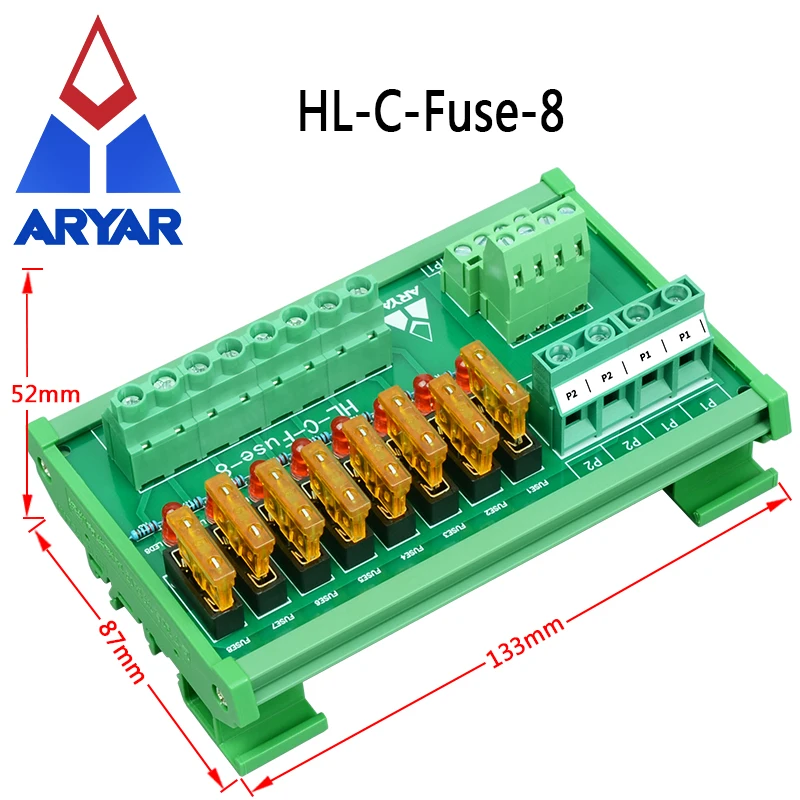 DIN Rail Mount Multi-Position Power Distribution Fuse Module, AC/DC 5-32V Capacity