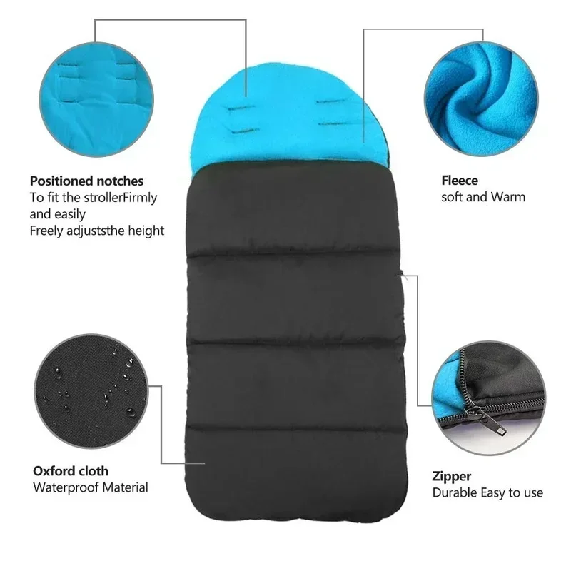 Stroller Sleeping Bag Universal Stroller Winter Sleeping Bag Kids Warm Windproof Footmuff Cover Blanket Toes Buggy Seat Cushion Newborn Accessories