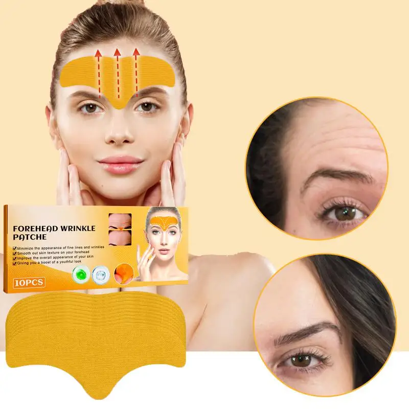 

10pcs Anti-wrinkle Forehead Line Removal Gel Patch Firming Mask Frown Lines Face Skin Care Stickers Anti-aging Collagen Natural