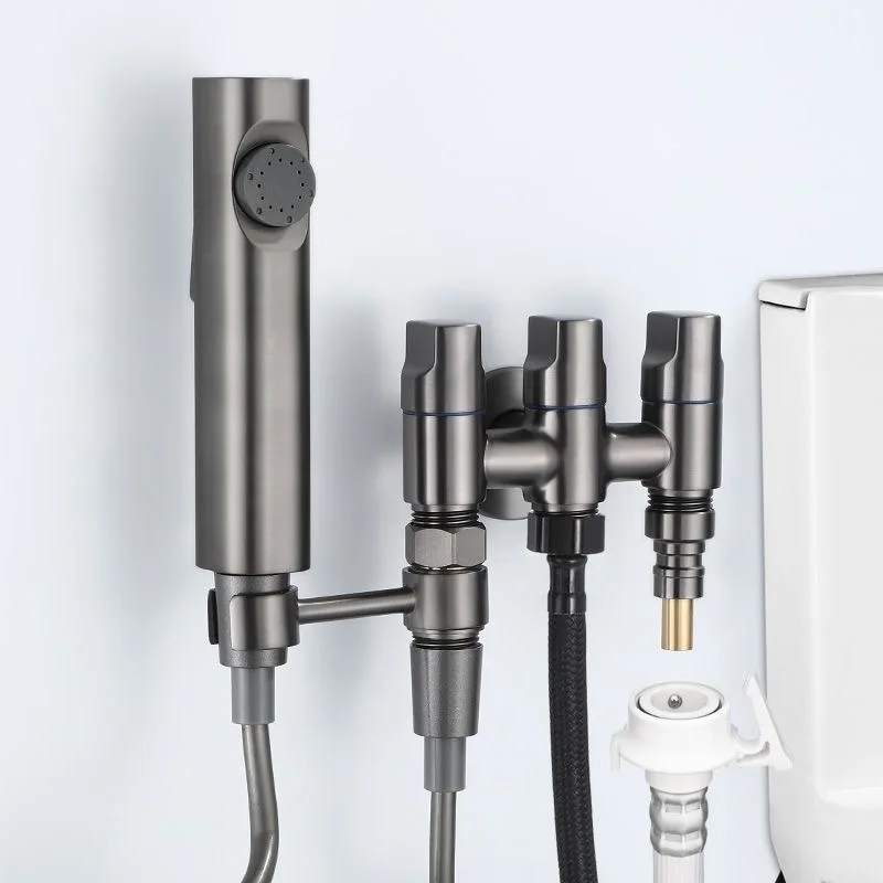 G1/2 Copper Three-way Filling Angle Valve Wall Mount Multifunctionwater Cleaning Sprayer Three-control Faucet Bathroom Fixture