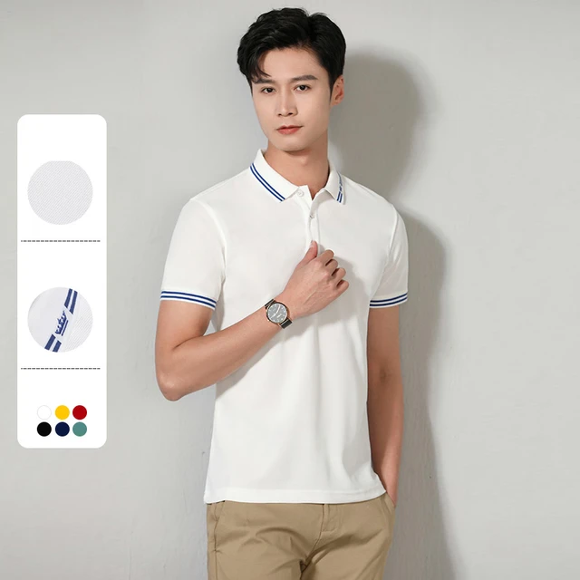 Polo de manga corta para hombre, camisa 2023 de algodón, ajustada, de Color  sólido, informal, 100% - AliExpress