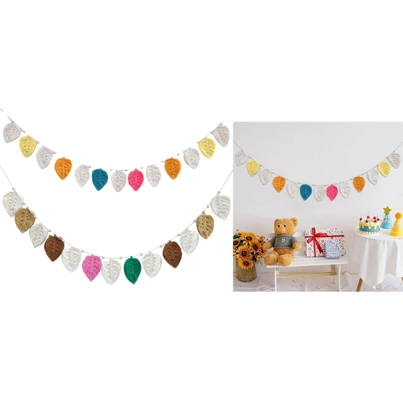 

Colorful Leaf Bunting Cotton Baby Room Photography Accessory Kids Room Decor