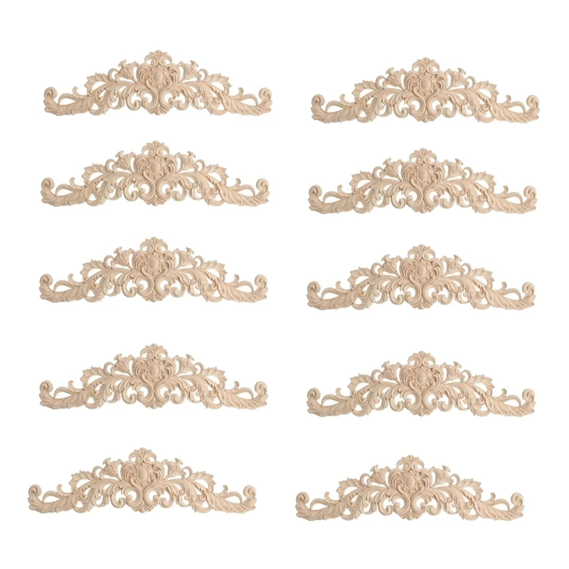 

10 шт. 40 х12 см Изысканная Классическая резиновая деревянная резная аппликация мебель натуральная наклейка цвет древесины