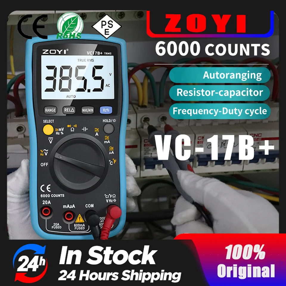 ZOYI VC17B+ Digital Multimeter 6000 Counts Multimetro Multitester