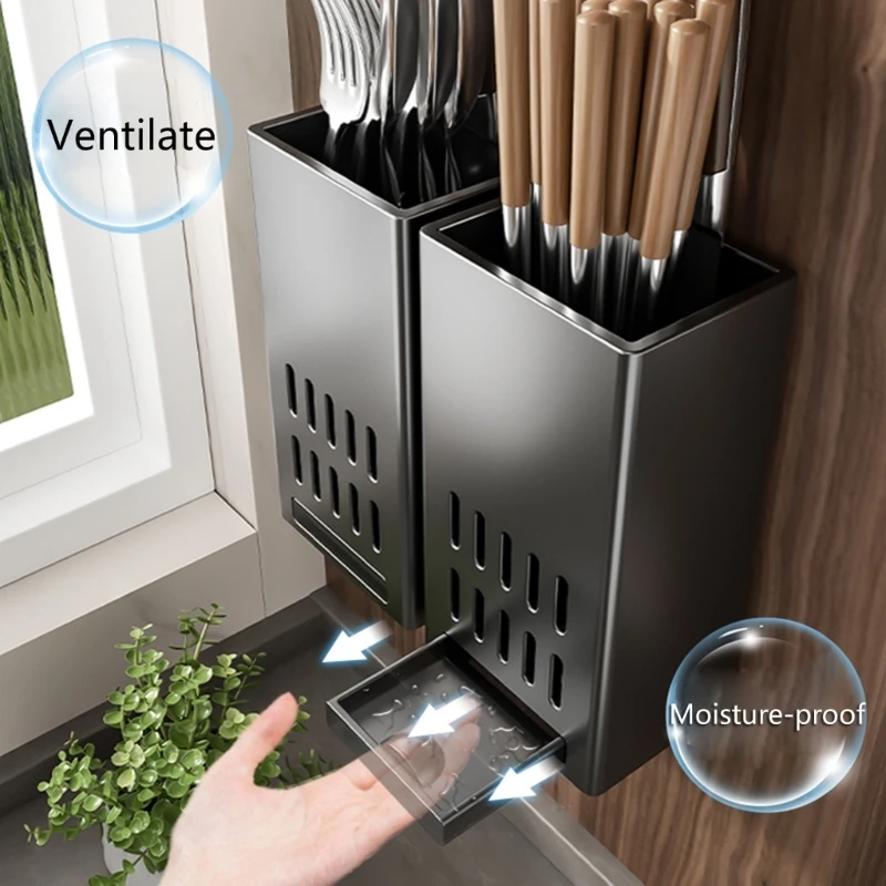 Fashion Chopsticks Holder Self Adhesive Mount Spoon Fork Holder Storage Box Keep Your Kitchen Neat Tableware Rack M4YD