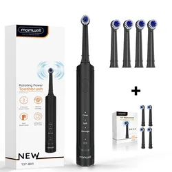 Rechargeable Electric Toothbrush with Sonic Technology and Multiple Modes (Black Set)