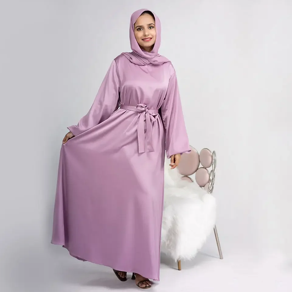 Ramadan Satin Abaya Muslim Dress Turkey Simple Abayas for Women Dubai Luxury African Dresses Islamic Clothing Kaftan Hijab Robe