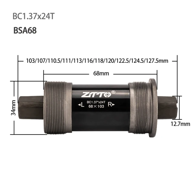 ZTTO Bicycle Square Tapered Threaded Bottom Bracket BSA 68