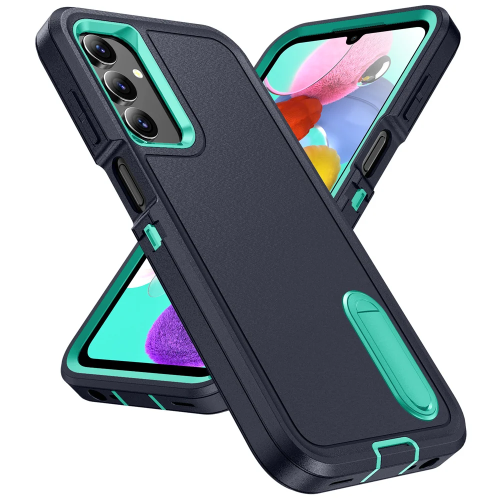 3-in-1 Hybrid Shockproof Armor Case with Matte Folding Stand Cover