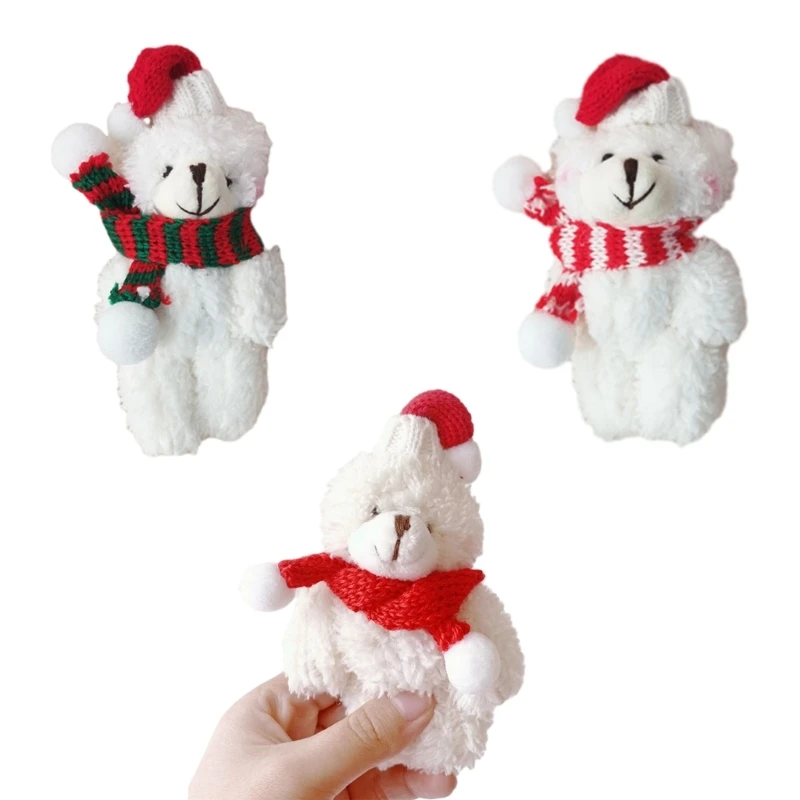 

Bear Pendant Lovely Joint Bear Plush Key Chain Christmas Decor Handbag Accessory Kids Goodie Bag Fillers 3PCS