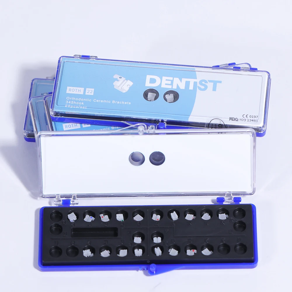 

20pcs Dental Ceramic Brackets Orthodontic Braces Roth/MBT 022 345 Hook Brackets ortodoncia стоматология Fake Brace Brackets