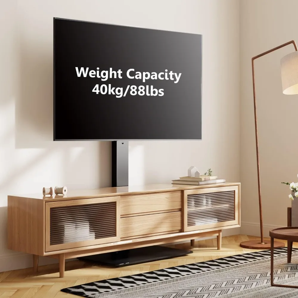 Swivel Floor TV Stand with Mount for TVs,Flat/Curved Screens Universal Swivel Televisions TVs Mount Stand,Tempered Glass Base 6