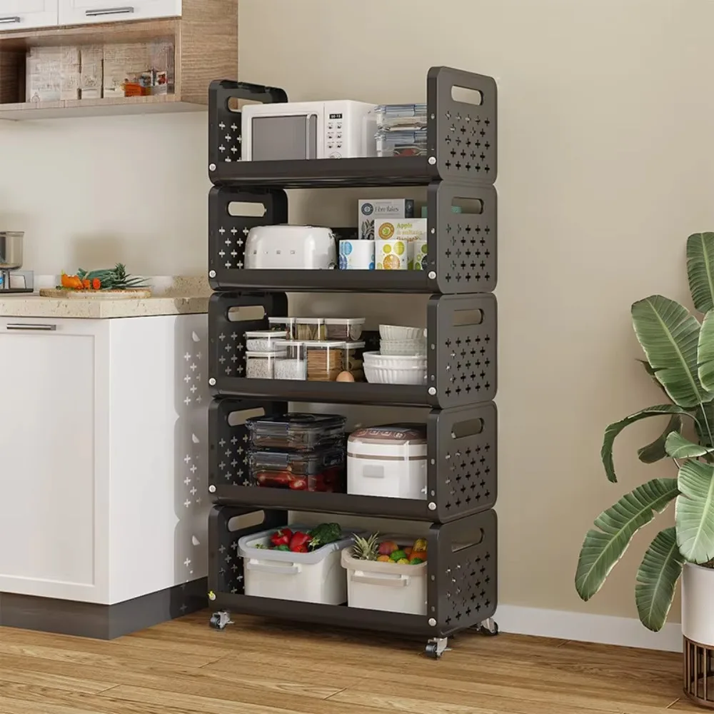 Kitchen Basket Storage Rack Multi-storey Floor Standing Moveble Trolley storage rack,rolling storage cart
