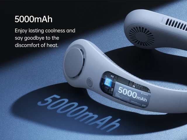 thumbnail image 2 of Personal Neck Fan With 6000mAh Battery - Bladeless Hands-Free Cooling Fan With 3 Speeds (Classic Black) 2 of 10