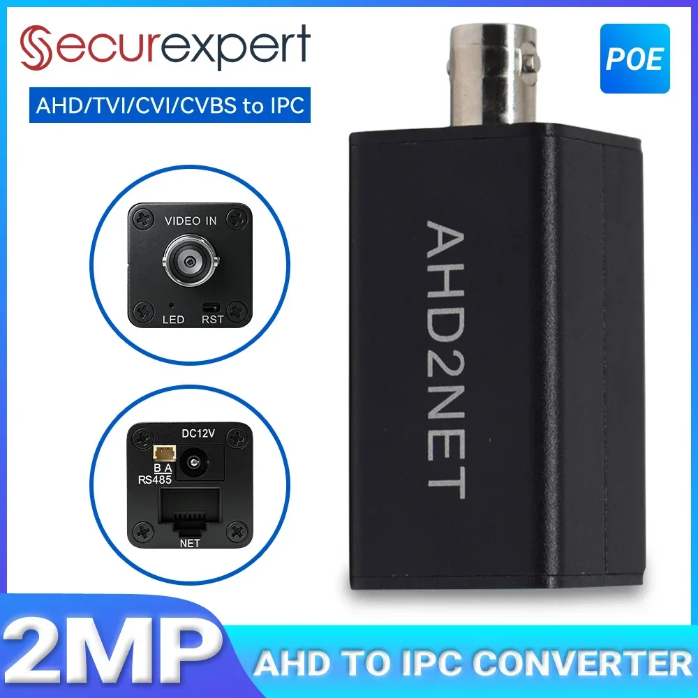Securexpert Analog to IP Converter AHD TVI CVI CVBS 1080P ONVIF RTSP RJ45 POE Video Encoder for CCTV NVR Surveillance System 1