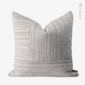 Beige Textured Stripe Pillow 1