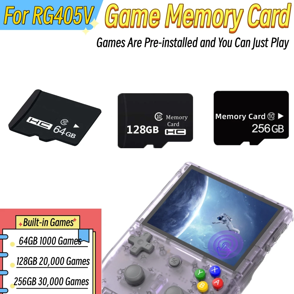 

Game Card For RG405V Game Console Memory Card 64GB/128GB/256GB With 30000 Free Games Retro Gaming