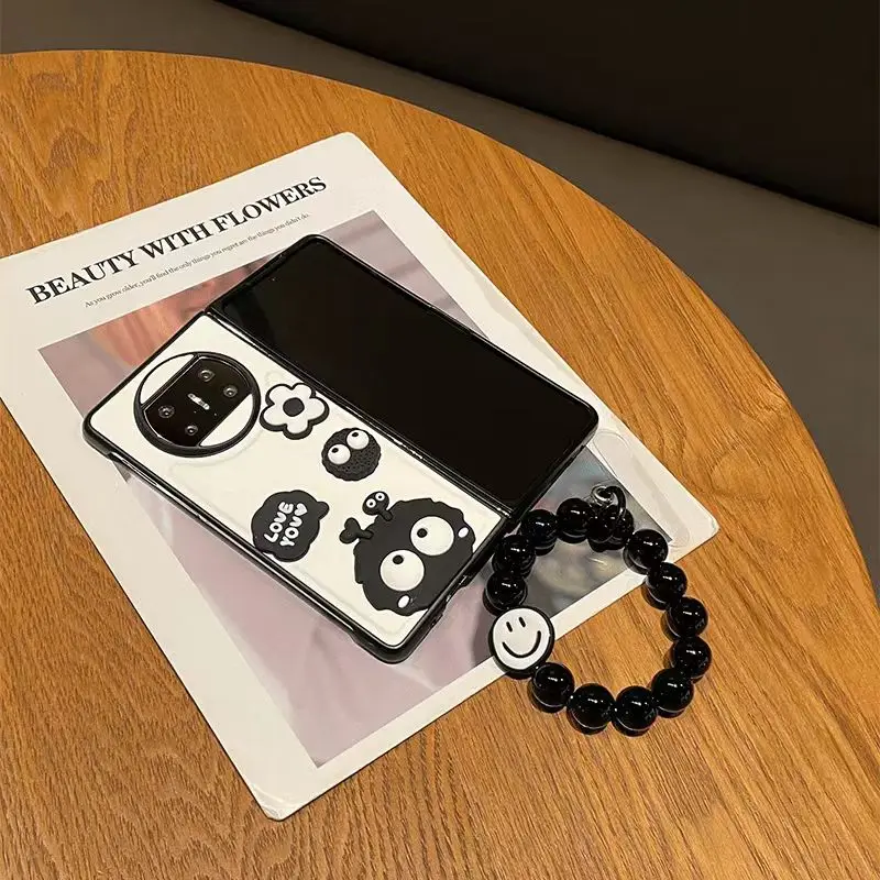 Κορεατικά Kawaii λουλούδι άνθρακα χάντρες μπάλα βραχιόλι αλυσίδα θήκη τηλεφώνου για huawei mate x5 mate x3 mate x2 δερμάτινη θήκη funda_voghion.com