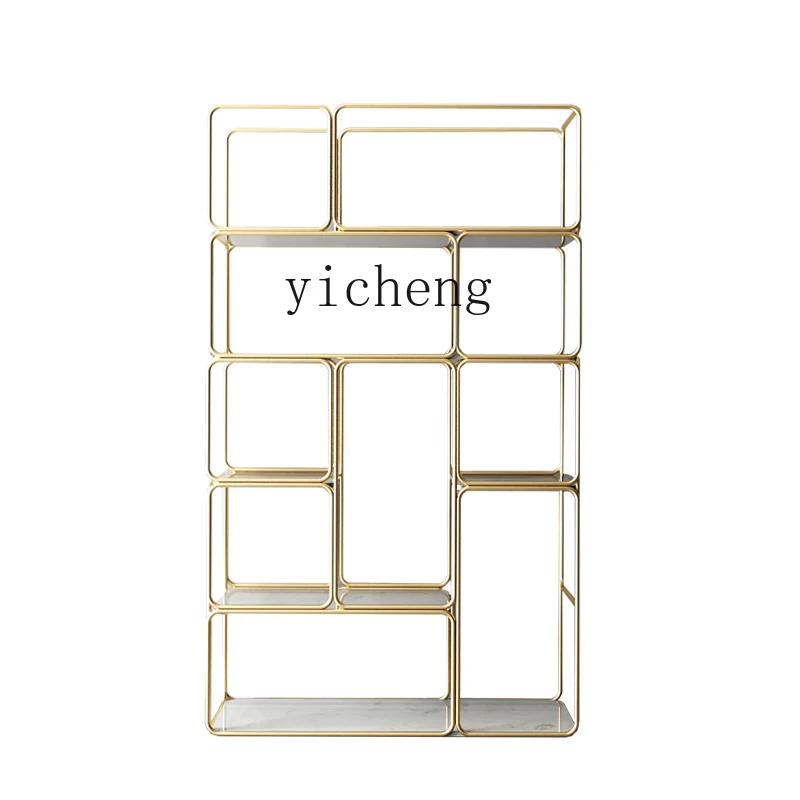 

HXL Living Room Shelf Partition Wrought Iron Bookcase Storage Rack