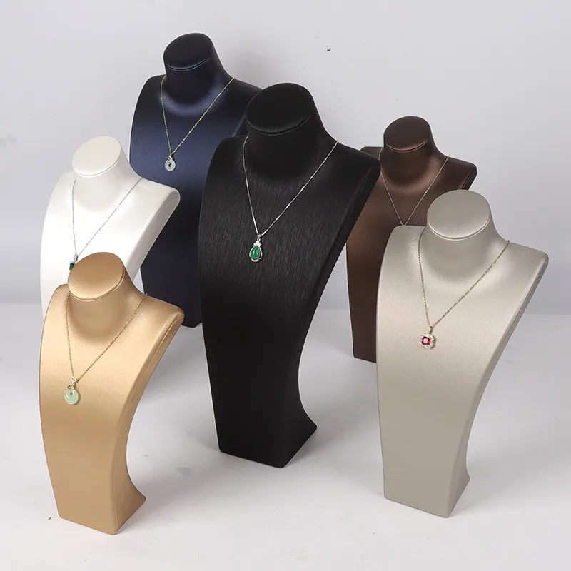 Luxurious PU Leather Jewelry Display Stand - Elegant Necklace Pendant Holder for Showcases and Photo Props