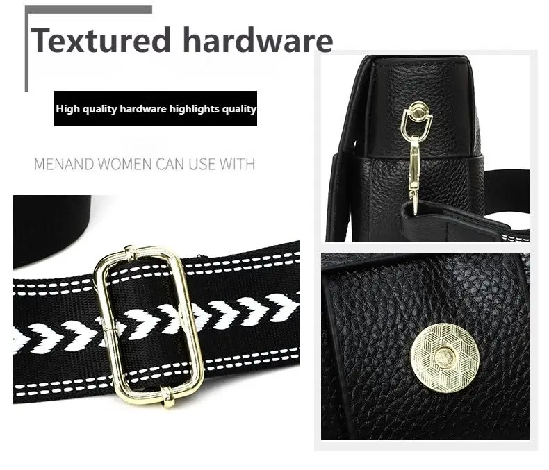 100% Cowhide Women's Shoulder Bags Genuine Leather Woven Crossbody Bags Wide Straps Messenger Bags Fashion Designer Brands Totes