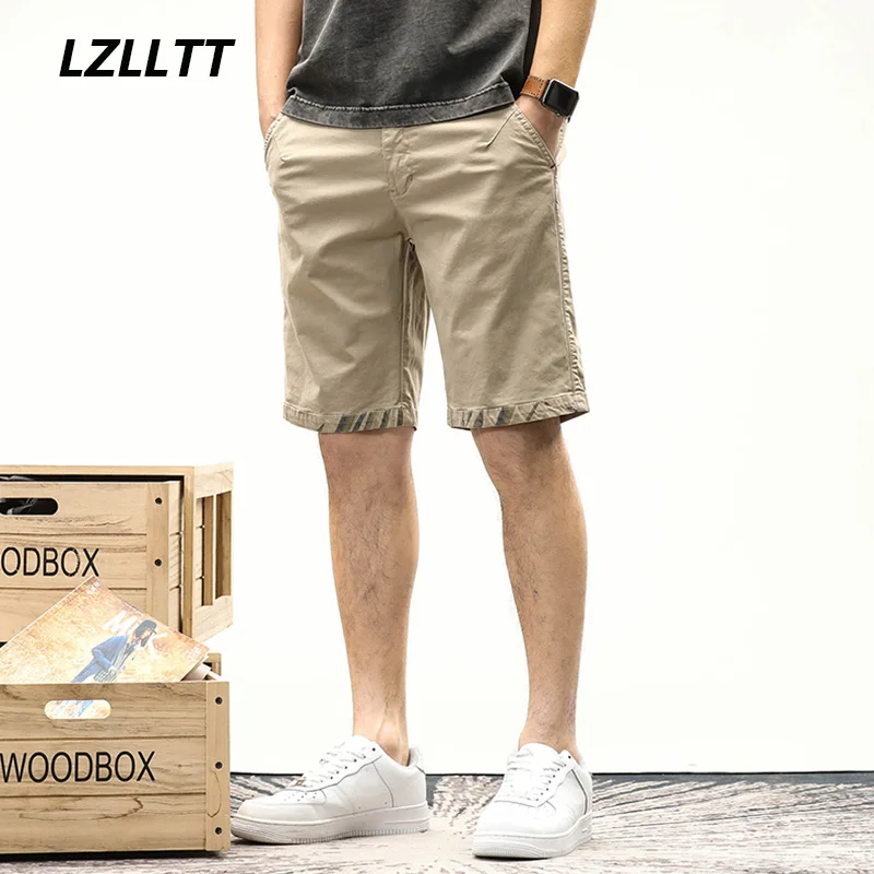 

2023 Men Summer Cargo Shorts Men Fashion Casual Cotton Tactical Shorts Men Outwear Elastic Waist Bermuda Beach Shorts Male Hot