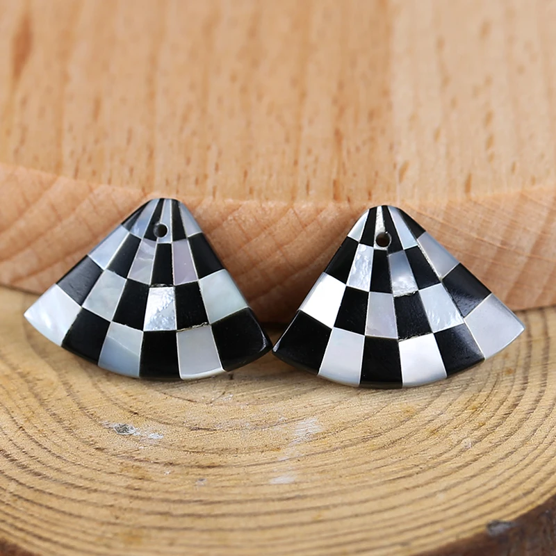 Semiprecious Natural Stone Handmade Jewelry Obsidian And Shell Earrings Accessories For Women 23x16x3mm 2g