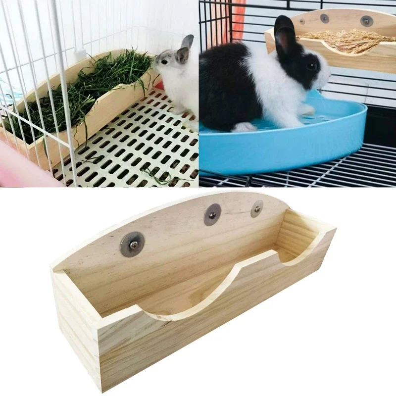 

Кормушка для кроликов, кормушка для сена, кормушка для сена для клетки, шиншиллы, деревянная миска для еды, нетоксичный материал